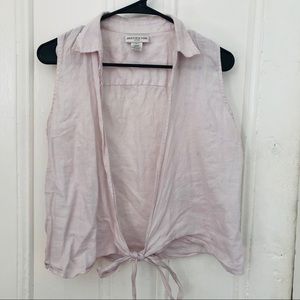 100% Linen tie white vest